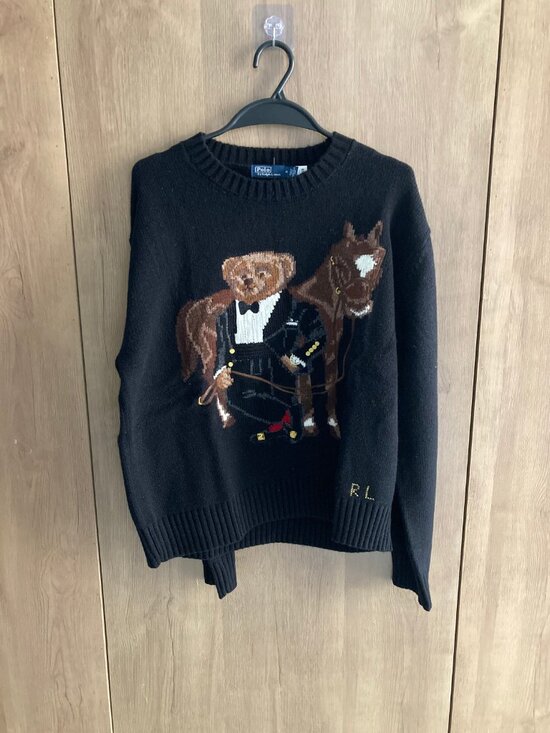 Ralph Lauren Tops - Ralph Lauren Tuxedo Bear Horse Knit Sweater